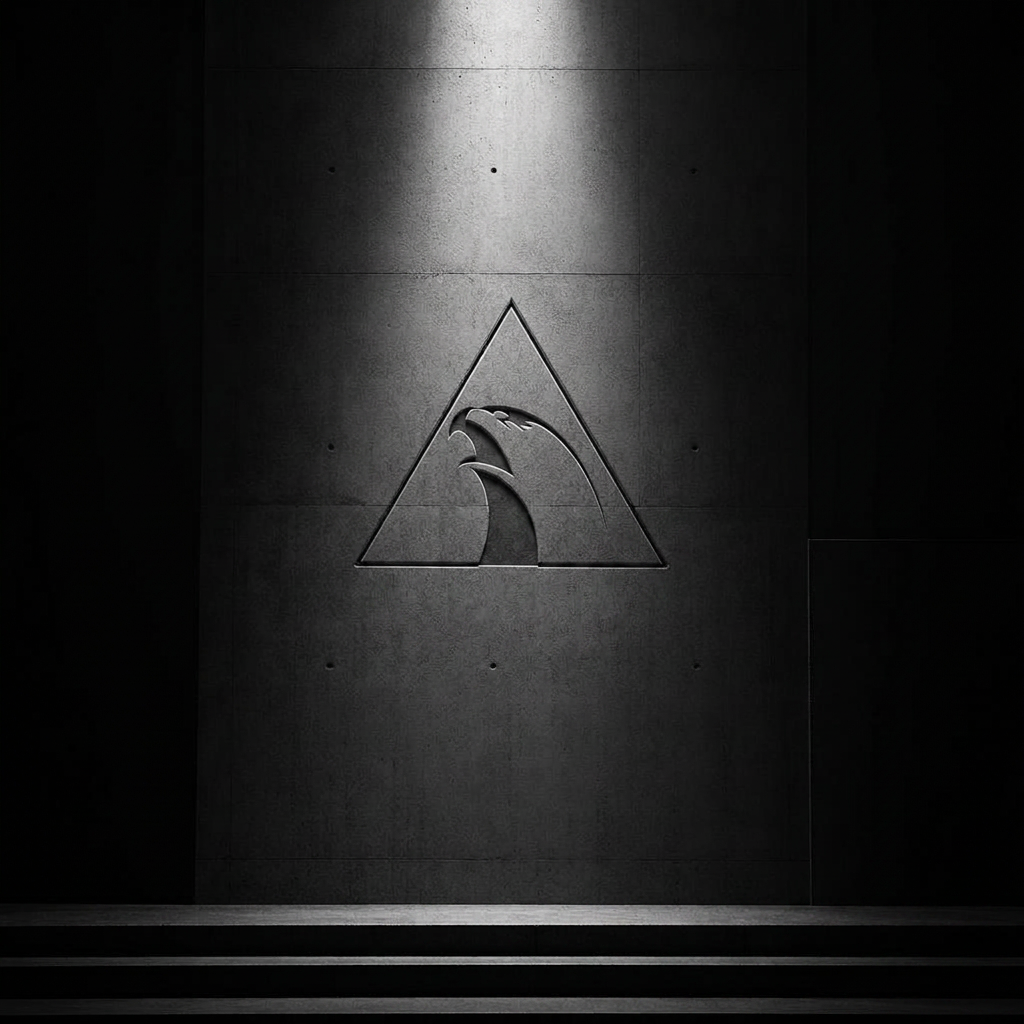 The Alliance Jiu-Jitsu triangle emblem embossed on a concrete wall